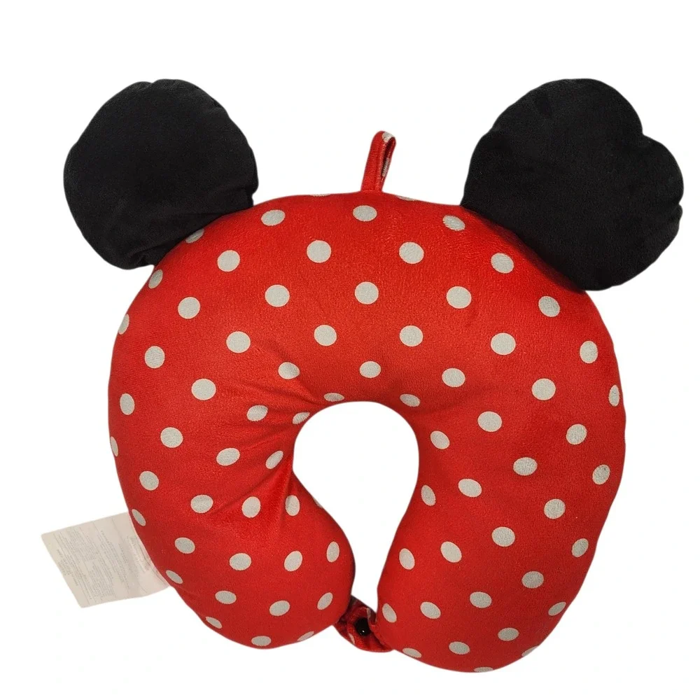 Disney Minnie Mouse Travel‎ Pillow Neck U Shape Red White Polka Dot
